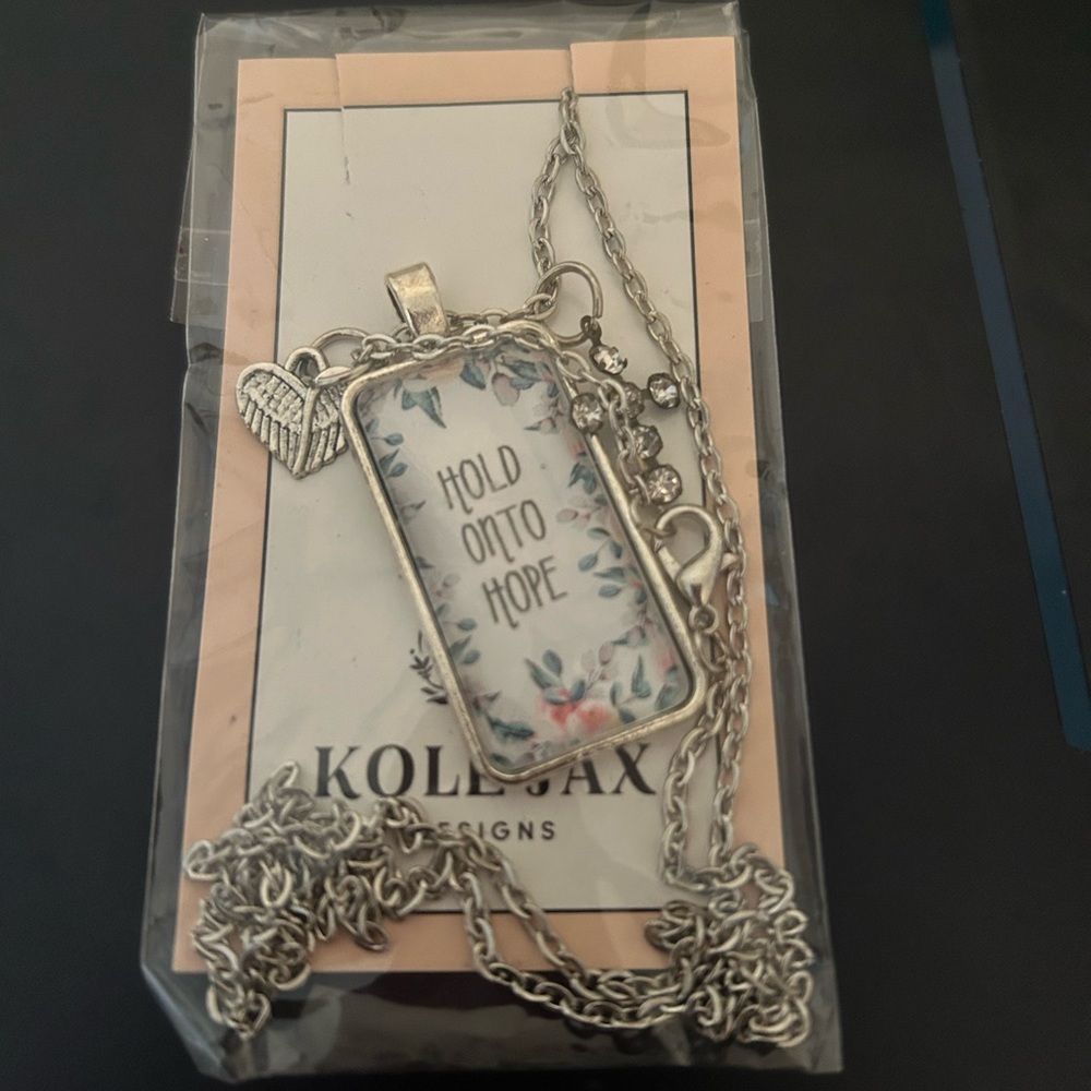 Silver Pendant Necklace with Inspirational Message